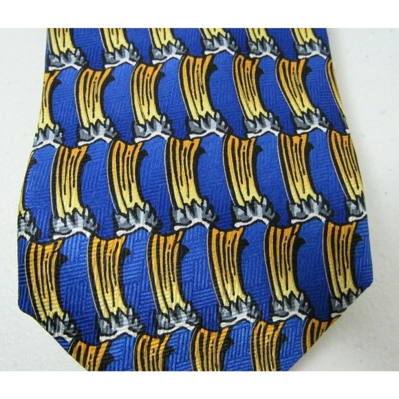 Men's Necktie J Garcia Tie Birdland Blue & Gold 100% Silk - Picture 2 of 6